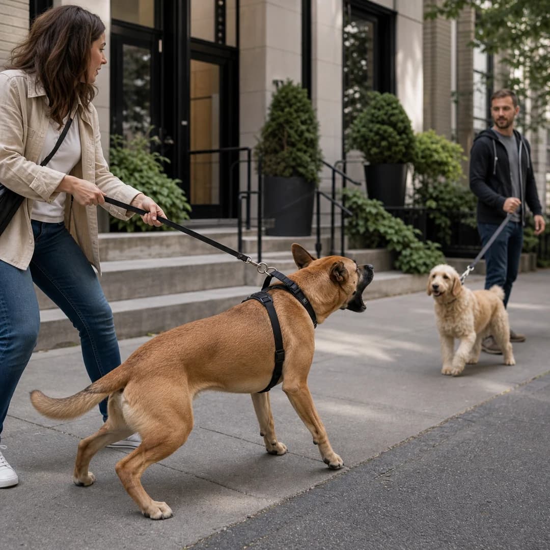 Lunge or bark at other dogs?